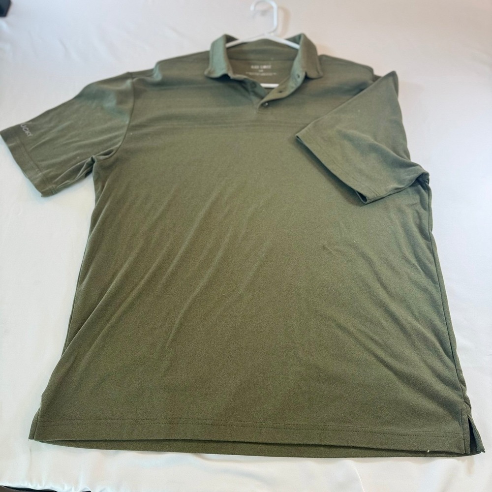 Black Clover Mens Live Lucky Golf Polo Shirt Olive Green Large Heather Polyester